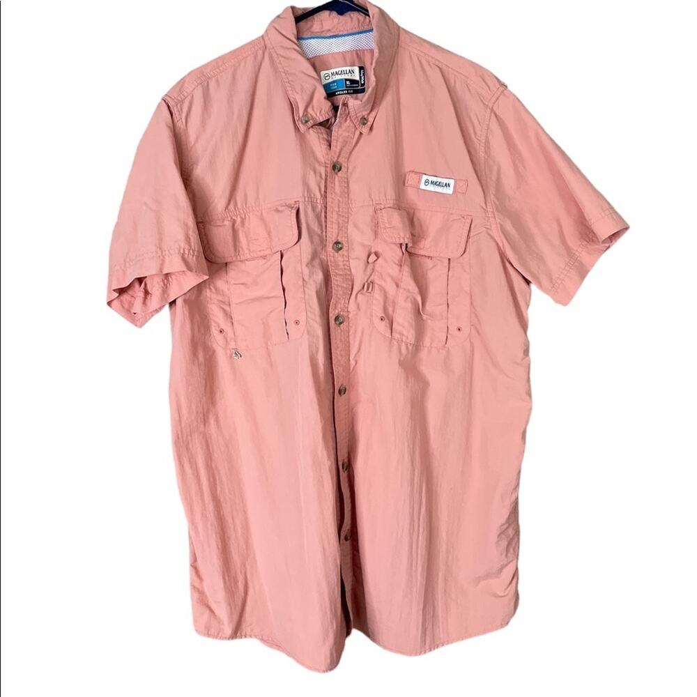 Magellan MagWick Fish Gear Angler Fit Short Sleeve Shirt Orange Size XL